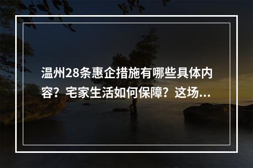 温州28条惠企措施有哪些具体内容？宅家生活如何保障？这场发布会上给出答案