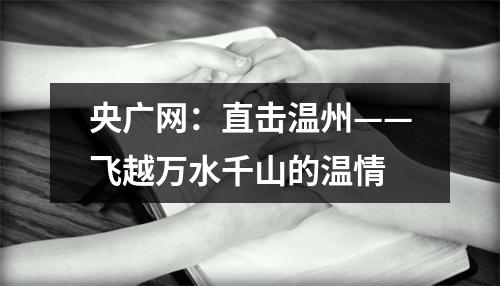 央广网：直击温州——飞越万水千山的温情