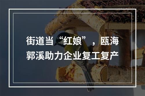 街道当“红娘”，瓯海郭溪助力企业复工复产