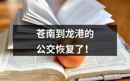 苍南到龙港的公交恢复了！