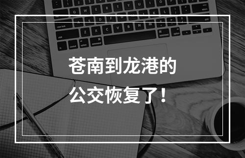 苍南到龙港的公交恢复了！