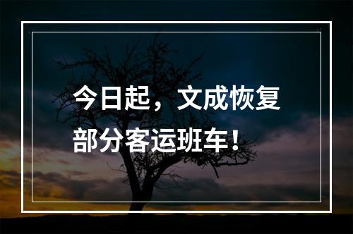 今日起，文成恢复部分客运班车！