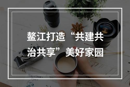 鳌江打造“共建共治共享”美好家园