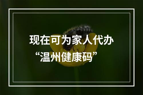 现在可为家人代办“温州健康码”