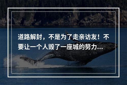 道路解封，不是为了走亲访友！不要让一个人毁了一座城的努力！