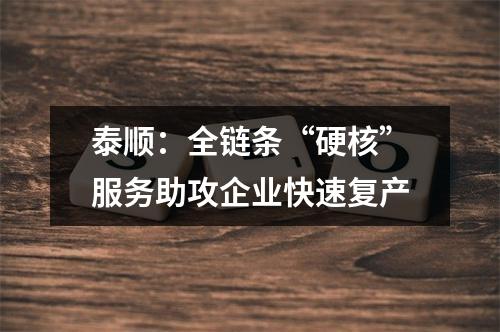 泰顺：全链条“硬核”服务助攻企业快速复产
