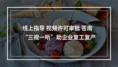 线上指导 视频许可审批 苍南“三视一听”助企业复工复产