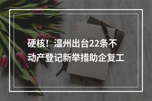 硬核！温州出台22条不动产登记新举措助企复工