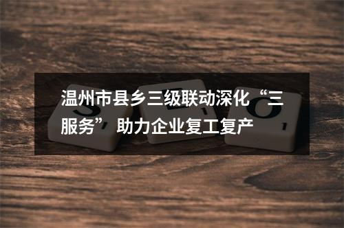 温州市县乡三级联动深化“三服务” 助力企业复工复产