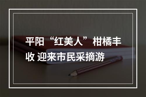 平阳“红美人”柑橘丰收 迎来市民采摘游