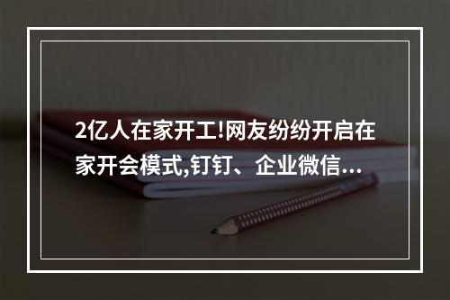 2亿人在家开工!网友纷纷开启在家开会模式,钉钉、企业微信集体“崩溃”