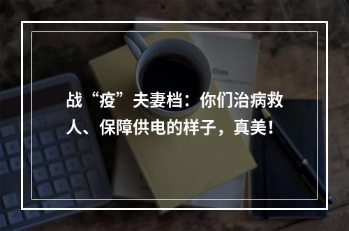 战“疫”夫妻档：你们治病救人、保障供电的样子，真美！