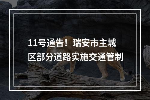 11号通告！瑞安市主城区部分道路实施交通管制