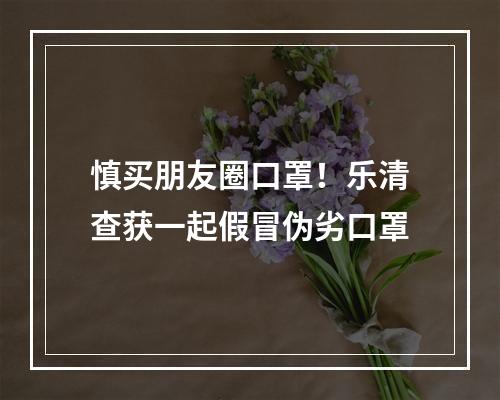 慎买朋友圈口罩！乐清查获一起假冒伪劣口罩