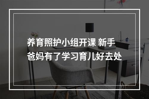 养育照护小组开课 新手爸妈有了学习育儿好去处
