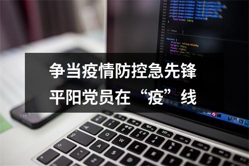 争当疫情防控急先锋 平阳党员在“疫”线