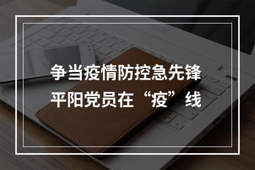争当疫情防控急先锋 平阳党员在“疫”线