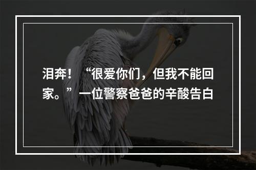 泪奔！“很爱你们，但我不能回家。”一位警察爸爸的辛酸告白