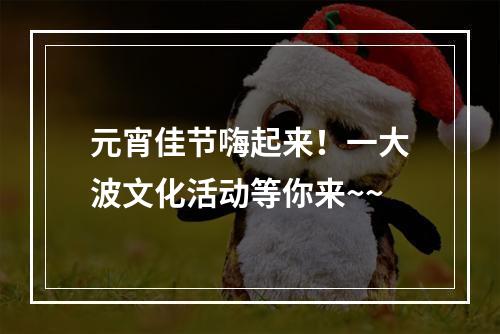 元宵佳节嗨起来！一大波文化活动等你来~~