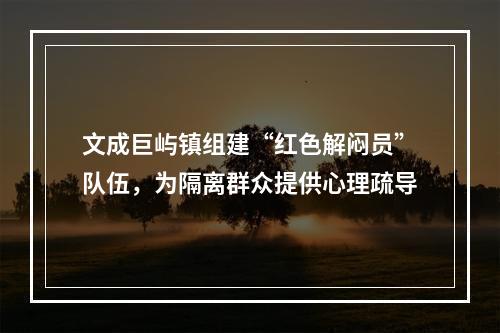 文成巨屿镇组建“红色解闷员”队伍，为隔离群众提供心理疏导
