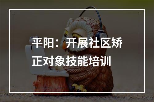 平阳：开展社区矫正对象技能培训