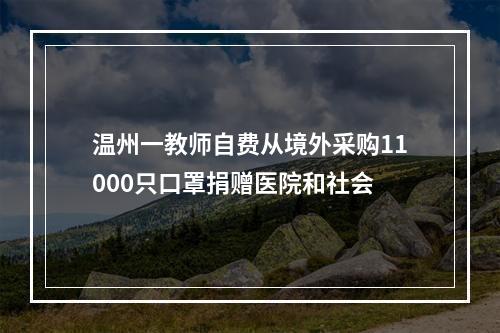 温州一教师自费从境外采购11000只口罩捐赠医院和社会