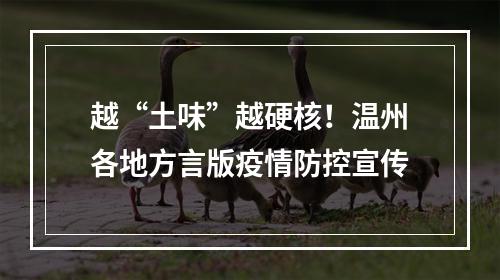 越“土味”越硬核！温州各地方言版疫情防控宣传