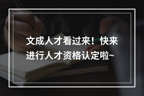 文成人才看过来！快来进行人才资格认定啦~