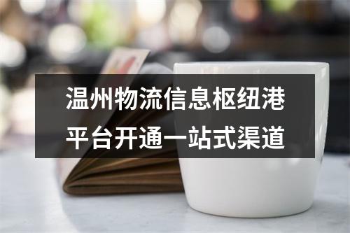 温州物流信息枢纽港平台开通一站式渠道