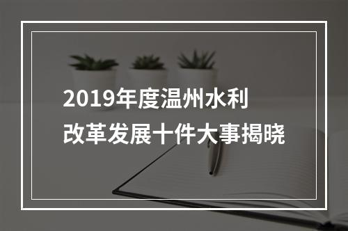 2019年度温州水利改革发展十件大事揭晓