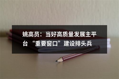 姚高员：当好高质量发展主平台 “重要窗口”建设排头兵