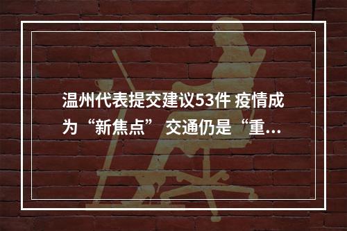 温州代表提交建议53件 疫情成为“新焦点” 交通仍是“重头戏”