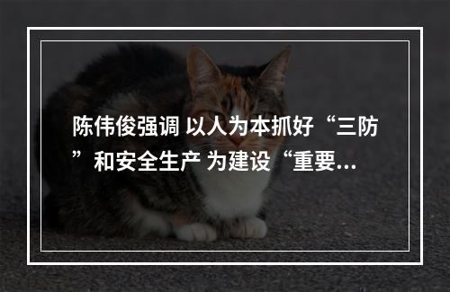 陈伟俊强调 以人为本抓好“三防”和安全生产 为建设“重要窗口”守牢安全底线