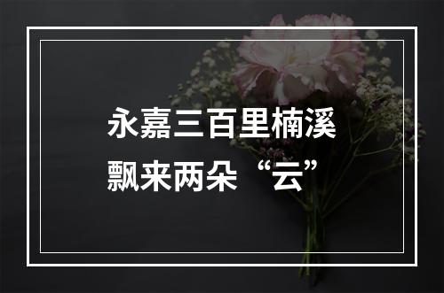永嘉三百里楠溪飘来两朵“云”
