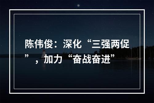 陈伟俊：深化“三强两促”，加力“奋战奋进”
