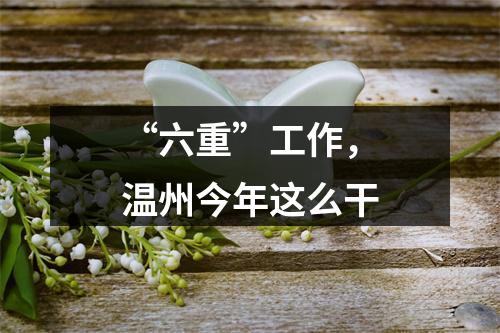 “六重”工作，温州今年这么干