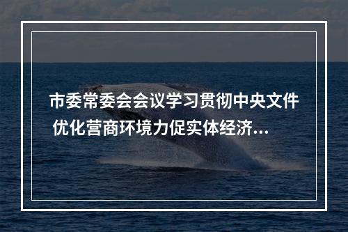 市委常委会会议学习贯彻中央文件 优化营商环境力促实体经济发展