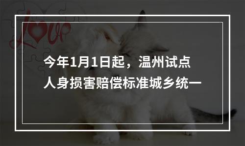 今年1月1日起，温州试点人身损害赔偿标准城乡统一