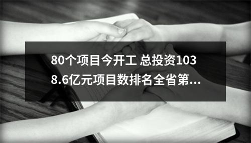 80个项目今开工 总投资1038.6亿元项目数排名全省第一