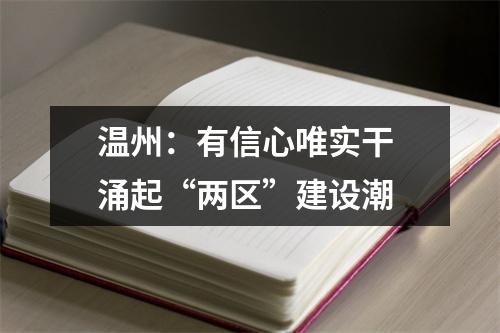 温州：有信心唯实干 涌起“两区”建设潮