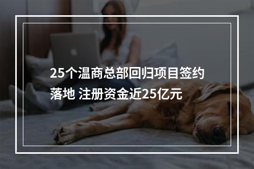 25个温商总部回归项目签约落地 注册资金近25亿元