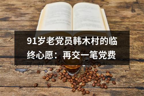 91岁老党员韩木村的临终心愿：再交一笔党费