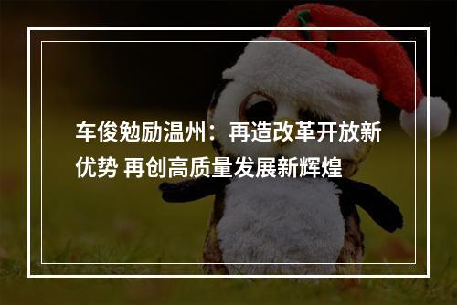 车俊勉励温州：再造改革开放新优势 再创高质量发展新辉煌