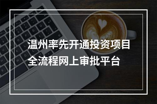 温州率先开通投资项目全流程网上审批平台