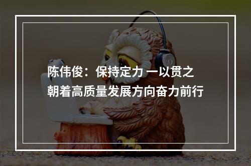 陈伟俊：保持定力 一以贯之 朝着高质量发展方向奋力前行