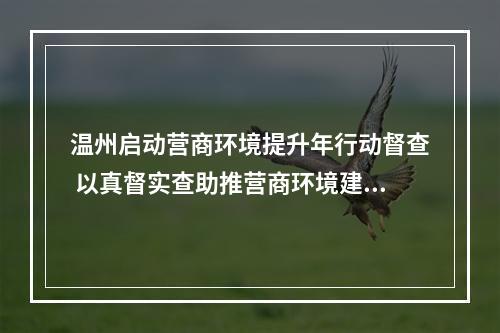 温州启动营商环境提升年行动督查 以真督实查助推营商环境建设
