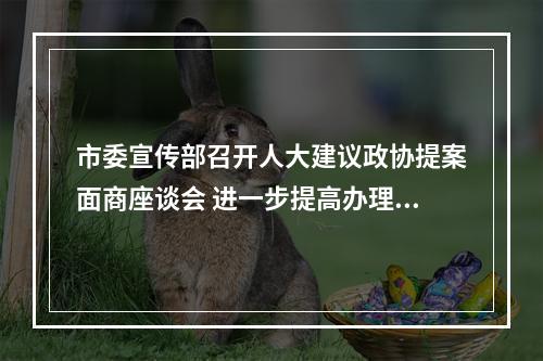 市委宣传部召开人大建议政协提案面商座谈会 进一步提高办理质量
