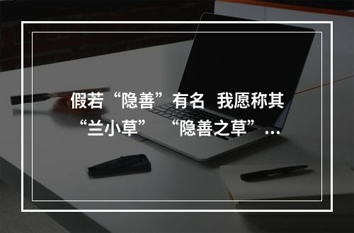 假若“隐善”有名   我愿称其“兰小草”  “隐善之草”芳菲尽  “道德群像”渐成林