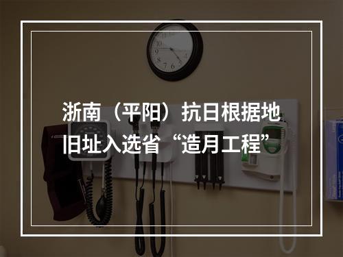 浙南（平阳）抗日根据地旧址入选省“造月工程”