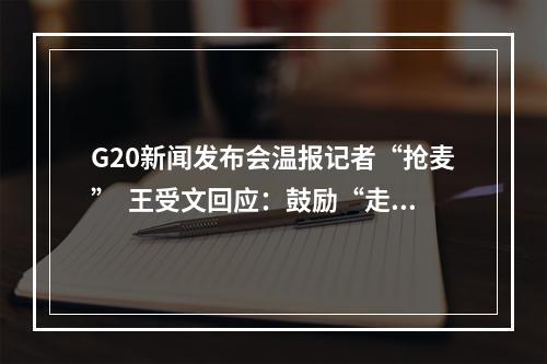 G20新闻发布会温报记者“抢麦”  王受文回应：鼓励“走出去”创品牌